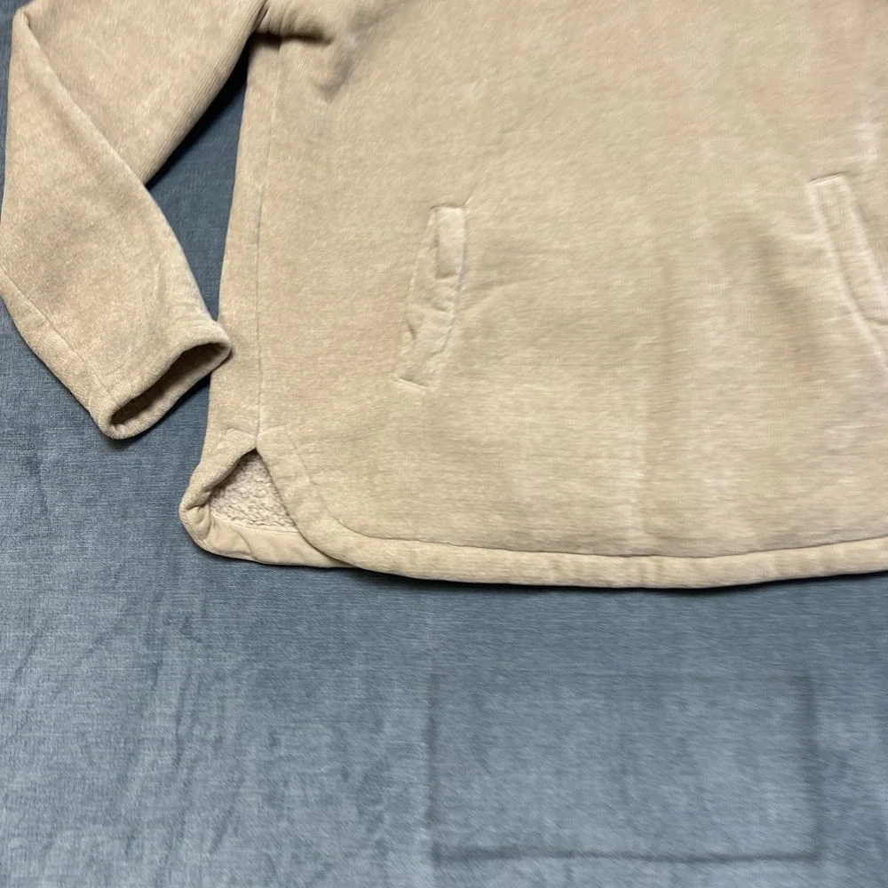 32 Degrees Heat Jacket Mens Medium Beige Sherpa Lined Side Slit Warm Quarter Zip
